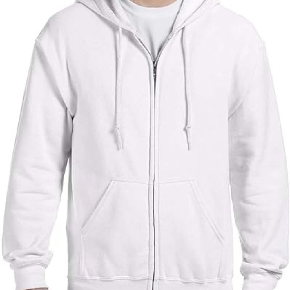 Gildan Adult Heavyweight Blend Full-Zip Hooded Sweatshirt - White Size 2XL NWT